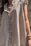 Arbi Gingham Y Blouse Hazelnut